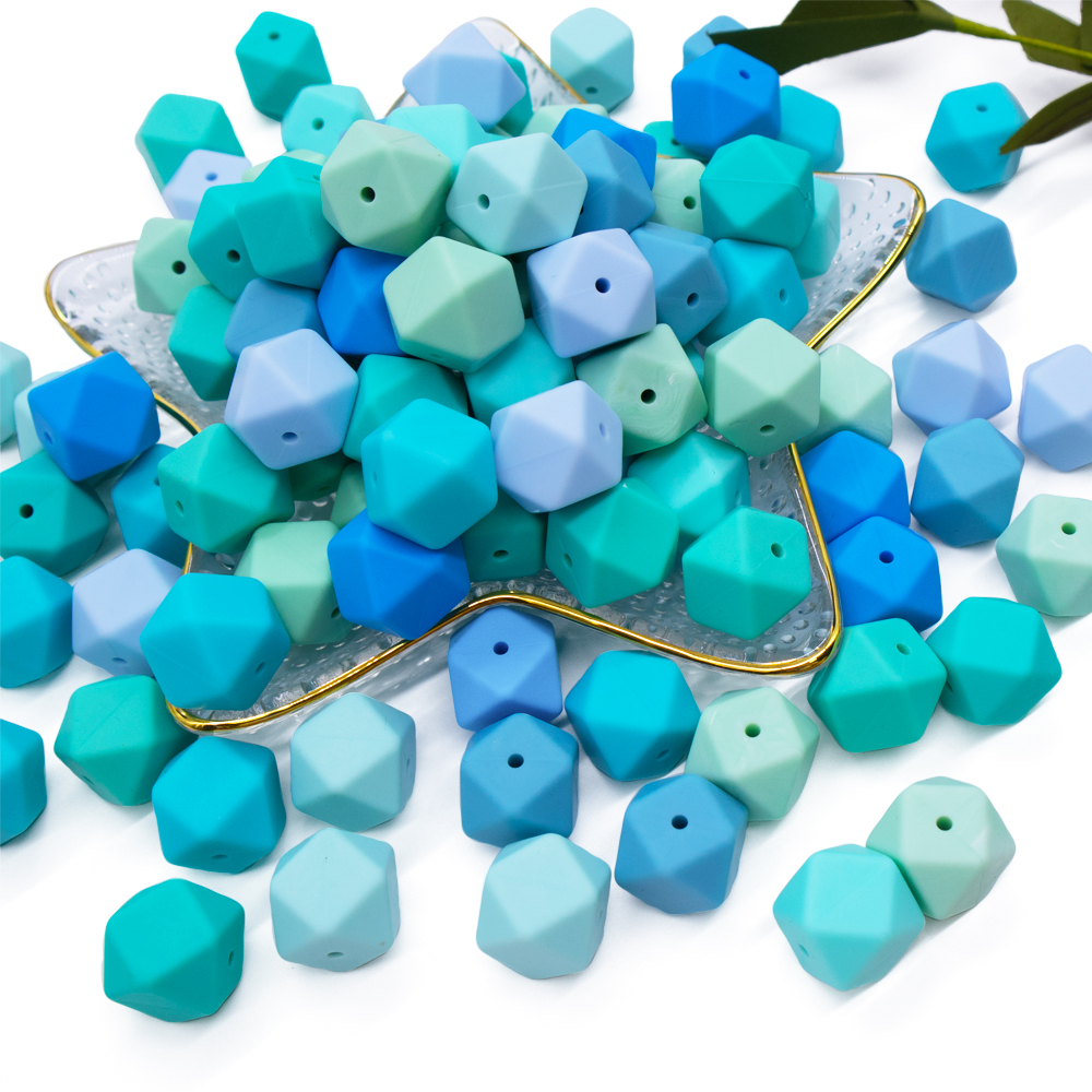 hexagon shaped silicone teething beads wholesale