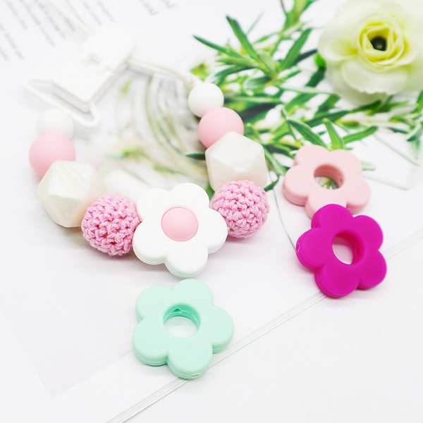 flower silicone teething beads