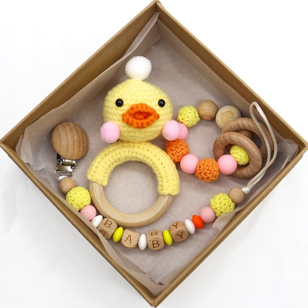 wooden ring baby teether toy