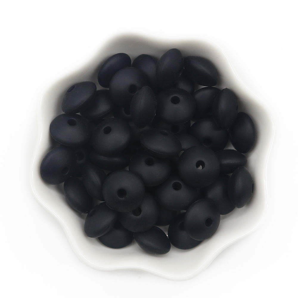 single hole black lentil beads